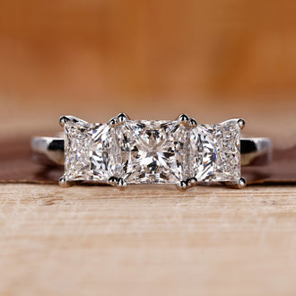 3 Stone Princess Cut Diamond Ring In White Gold