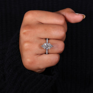 Hidden Halo Engagement Ring with stunning pave accents.