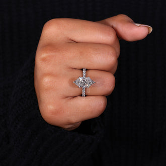 Hidden Halo Engagement Ring with stunning pave accents.