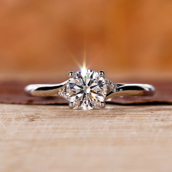 Split Shank Engagement Ring, Trellis Engagement Ring, Round Cut Diamond Ring
