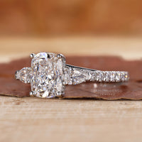 Elongated Cushion Ring with exceptional clarity and sparkle.