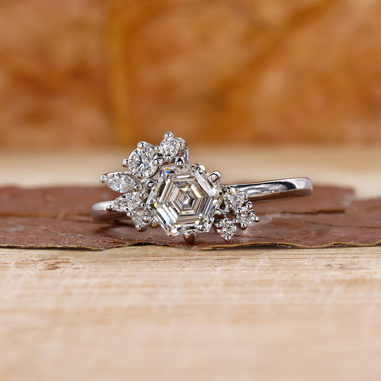 Cluster Engagement Ring with stunning diamond accents.
