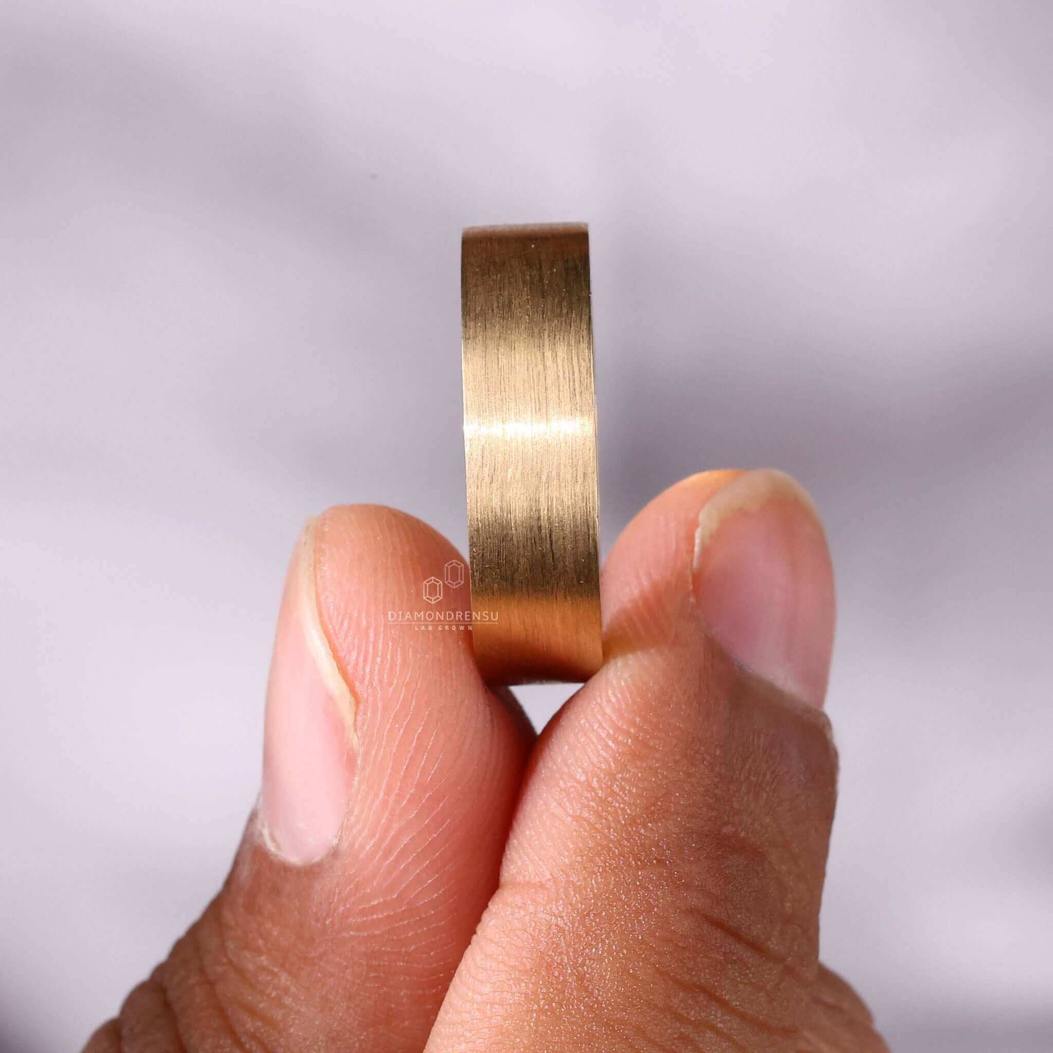 Wire Matte Finish Rings Men's Matte Finish Wedding Ring, Round Lab Grown Diamond Ring