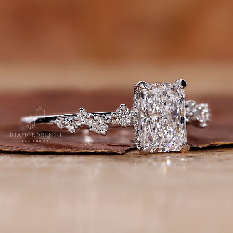 Radiant Cut Engagement Ring - Hidden Halo