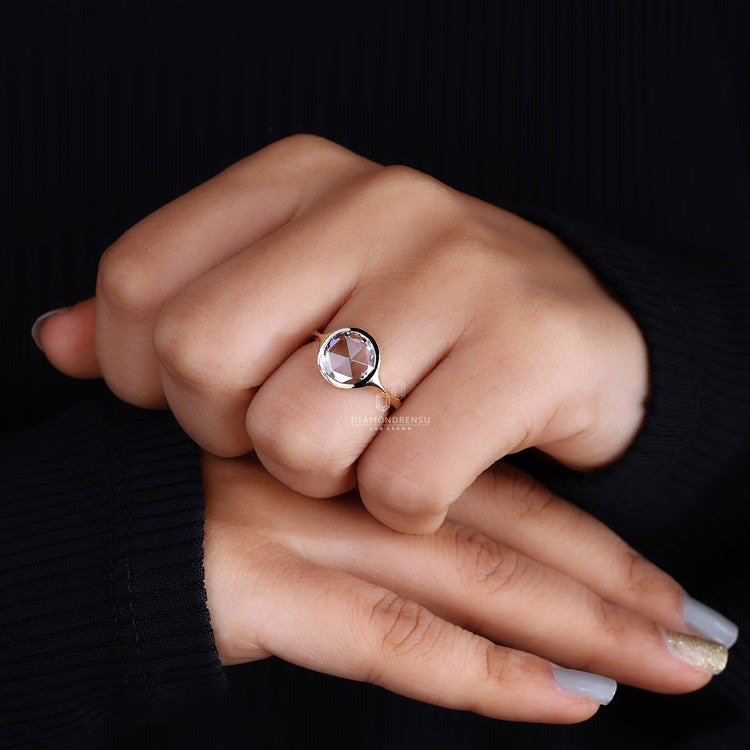 Rose cut solitaire ring designed with minimalistic beauty.
