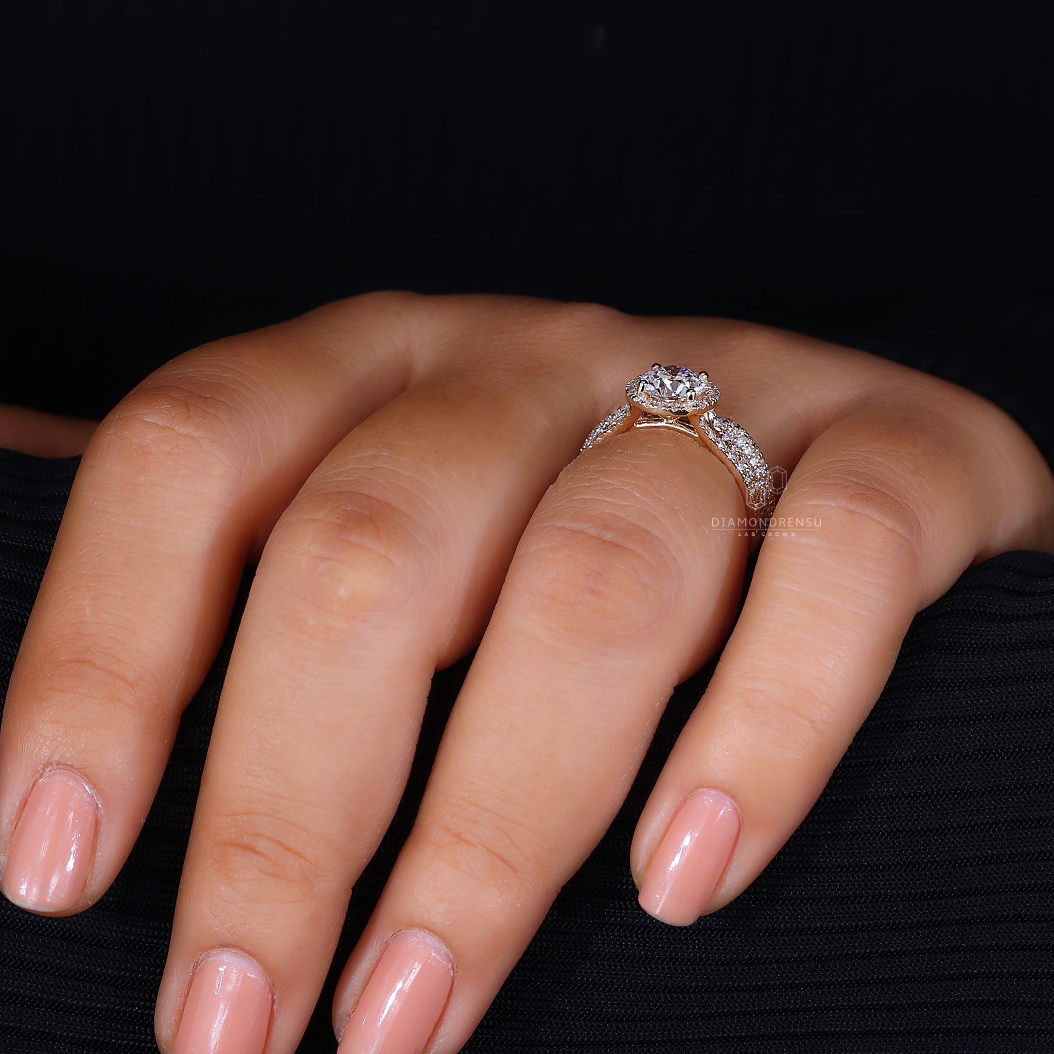 Three Row Pave Band with stunning diamonds for added brilliance.
