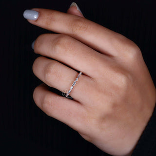 Handmade full eternity band with shared prongs