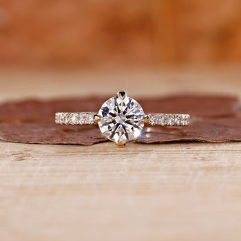 Round Cut Diamond Ring with a brilliant sparkle in a prong setting.

