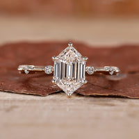 Hexagon Engagement Ring with a stunning diamond design.
