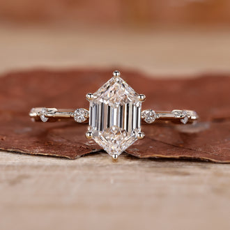 Hexagon Engagement Ring with a stunning diamond design.
