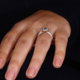 Engagement Ring and Wedding Band Set with matching design.
