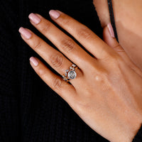 Yellow Gold Bridal Set - Leaf Style Wedding Band