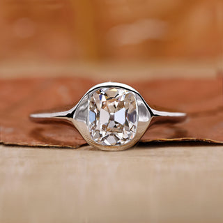 White Gold Bezel Set Cushion Cut Engagement Ring