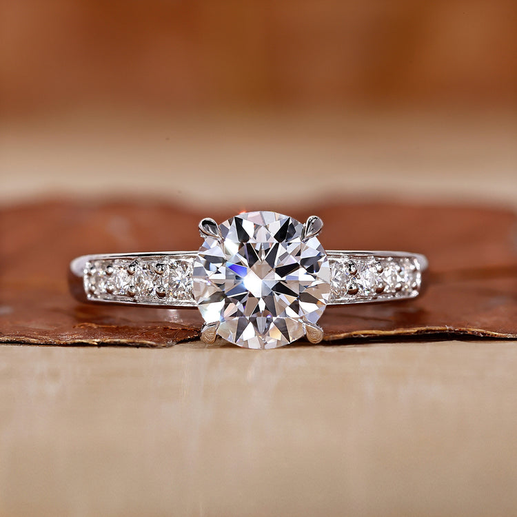 Hidden Halo Diamond Ring with a sparkling round diamond.