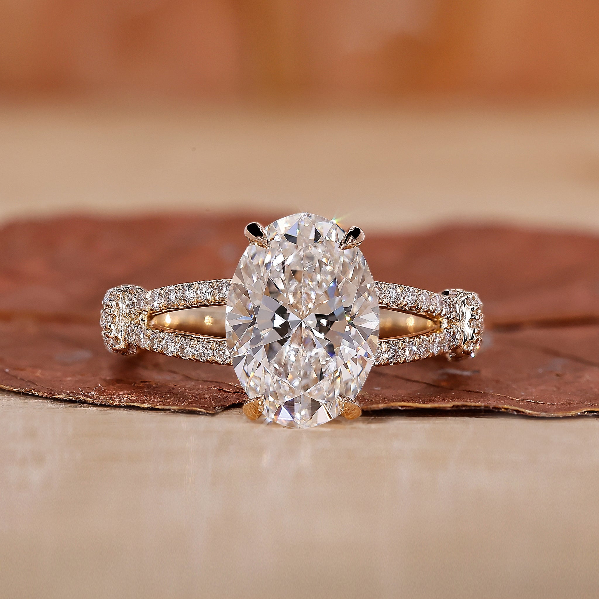 Oval Hidden Halo Engagement Ring with Stunning Sparkle