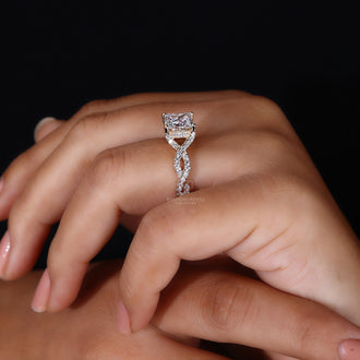 Hidden Halo Ring for a stylish and modern engagement look.