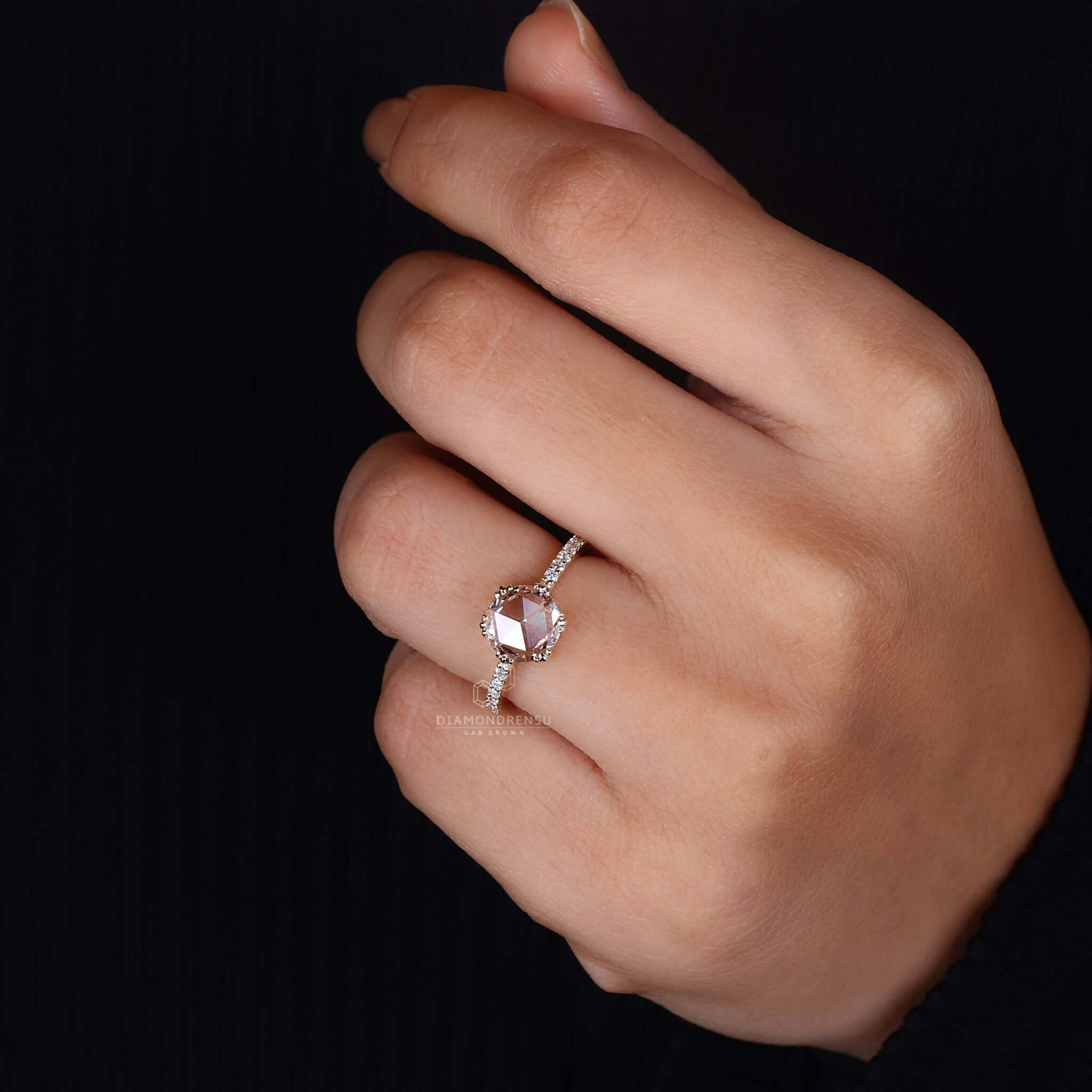 Rose cut ring showcased on a hand, a timeless and elegant choice