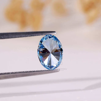 Oval cut blue diamond lab grown loose diamond
