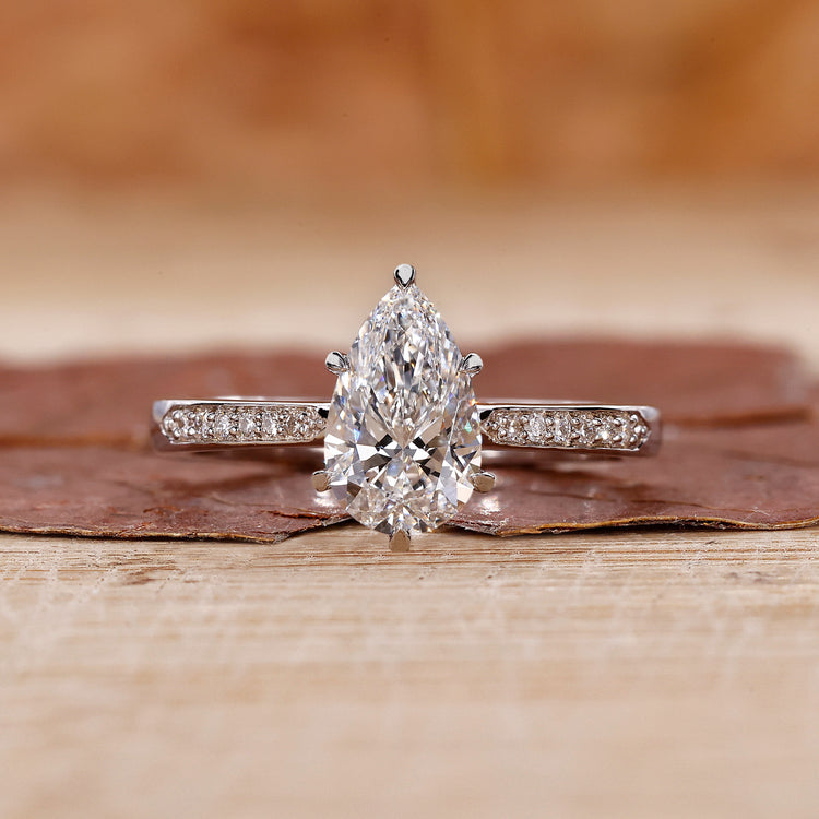 Pear Shaped Diamond Ring with a classic, elegant design.