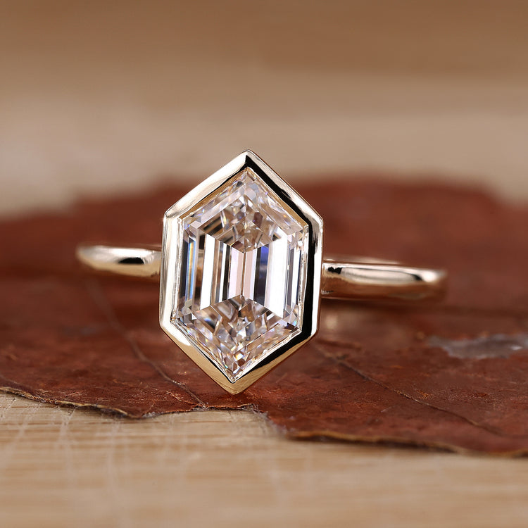 Hexagon Diamond Ring with a unique geometric design.
