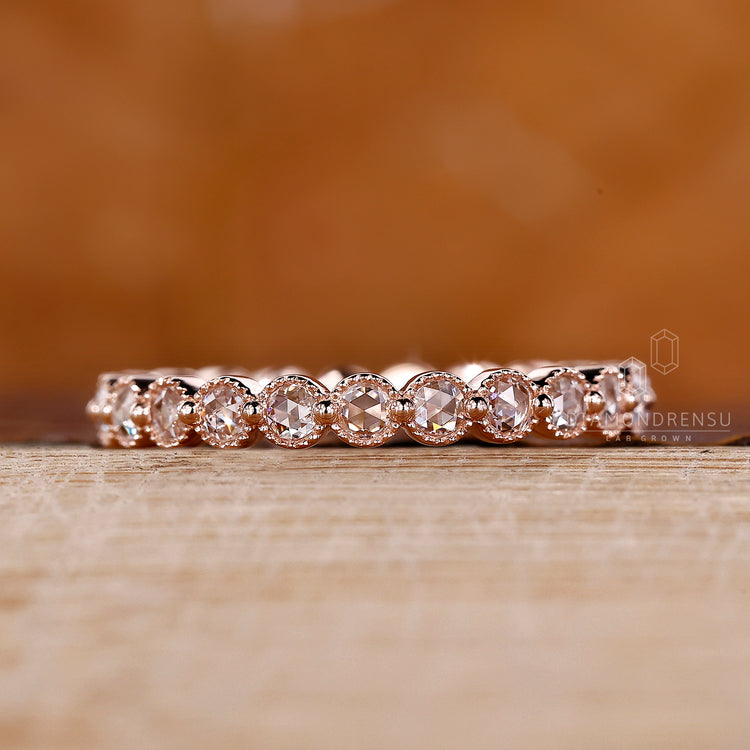 Handmade rose gold diamond wedding band.
