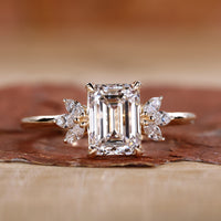 Emerald cut engagement ring with a classic design and stunning clarity.
