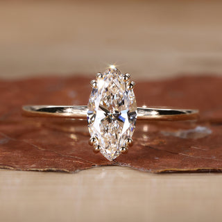 Marquise Solitaire Diamond Ring with a brilliant design.

