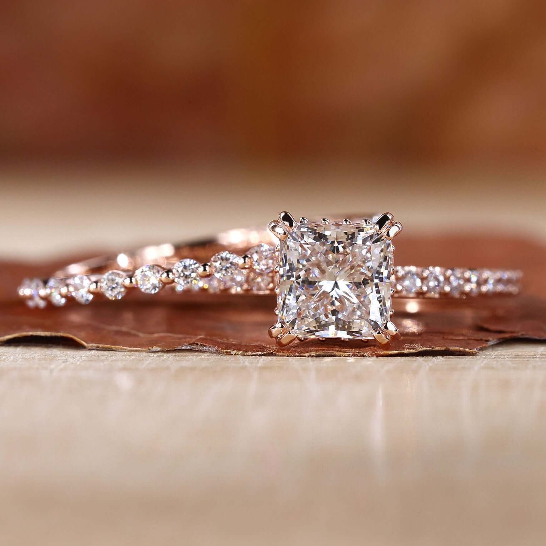 Diamonds For R3000 Princess Cut Lab Grown Diamond Wedding Bridal Set for Women
