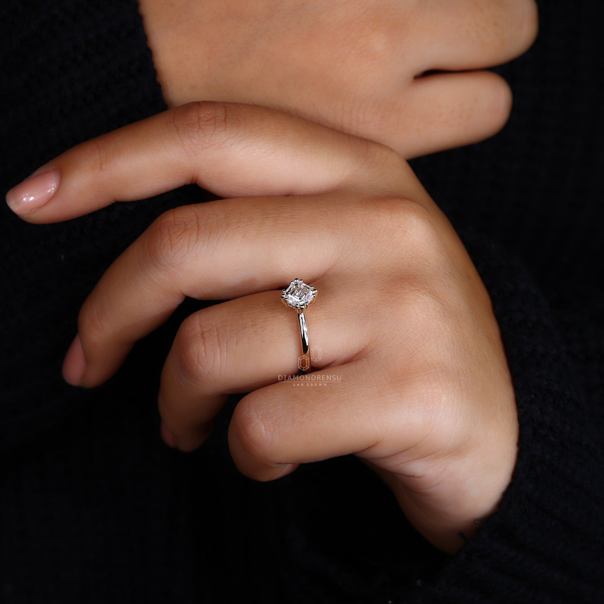 Compass prong setting highlighting a classic engagement ring style.
