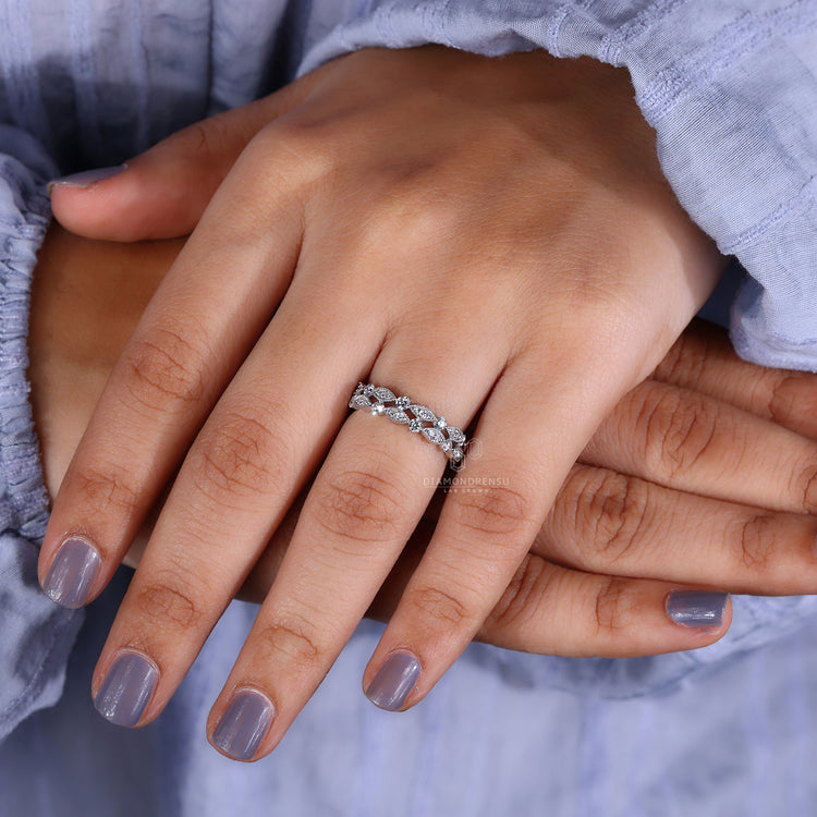 Double row diamond eternity band with a dazzling finish.