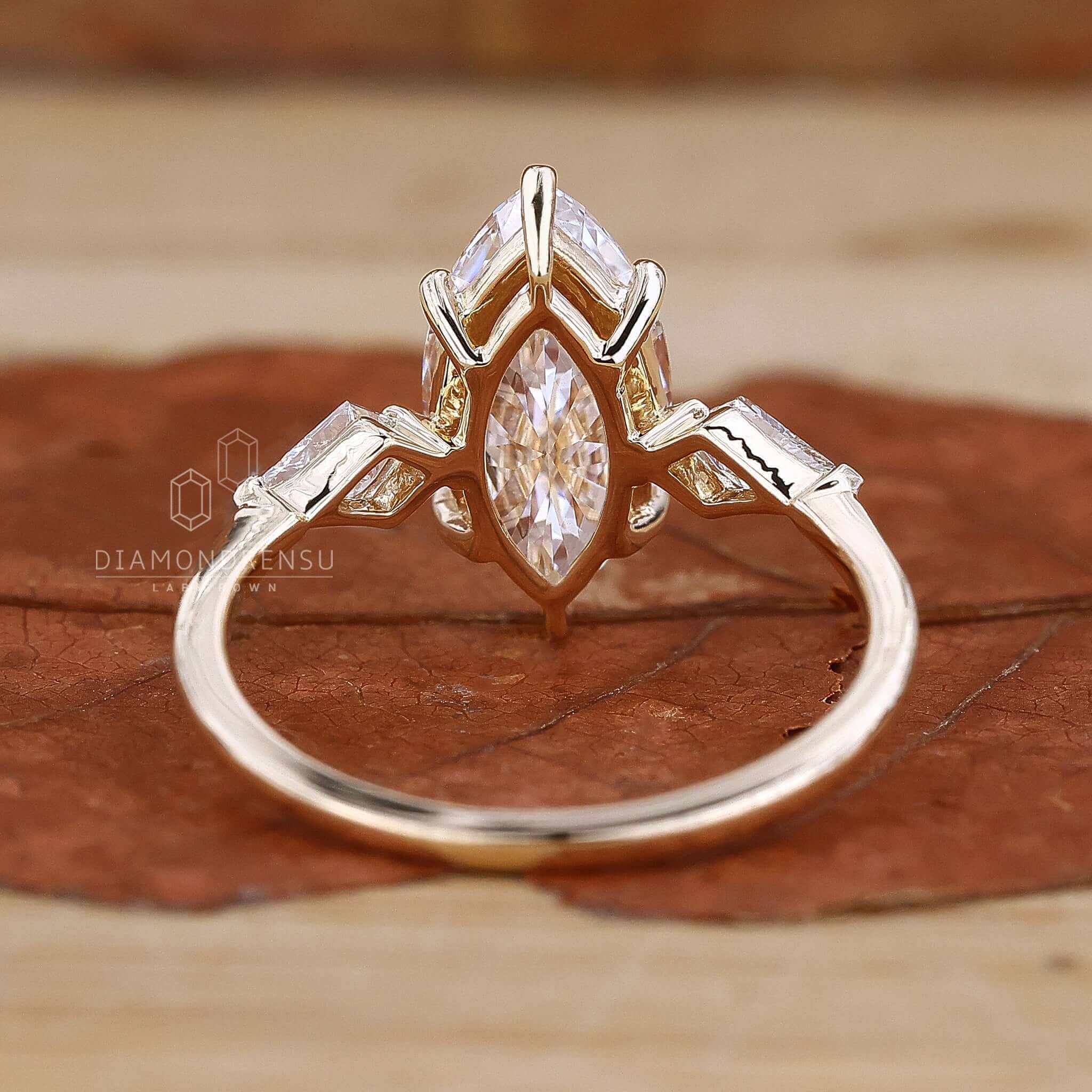 A three-stone engagement ring, representing past, present, and future love.