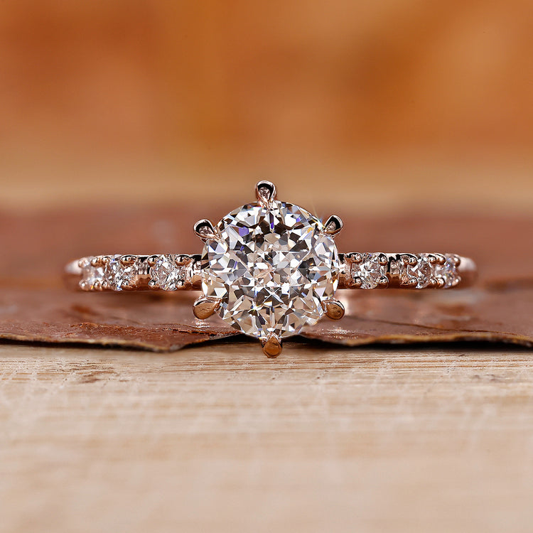 Hidden Halo Engagement Ring with a brilliant hidden halo diamond.