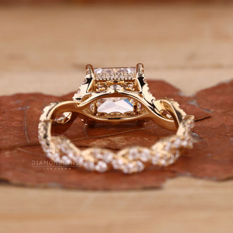 Twisted Pave Engagement Ring with sparkling diamonds on the band.