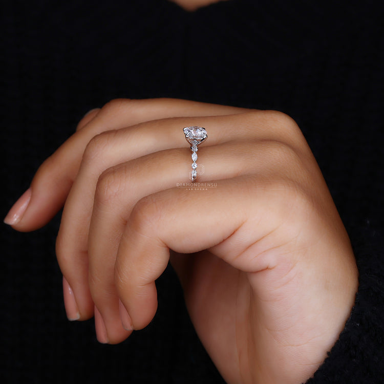 White gold round diamond ring perfect for special moments.
