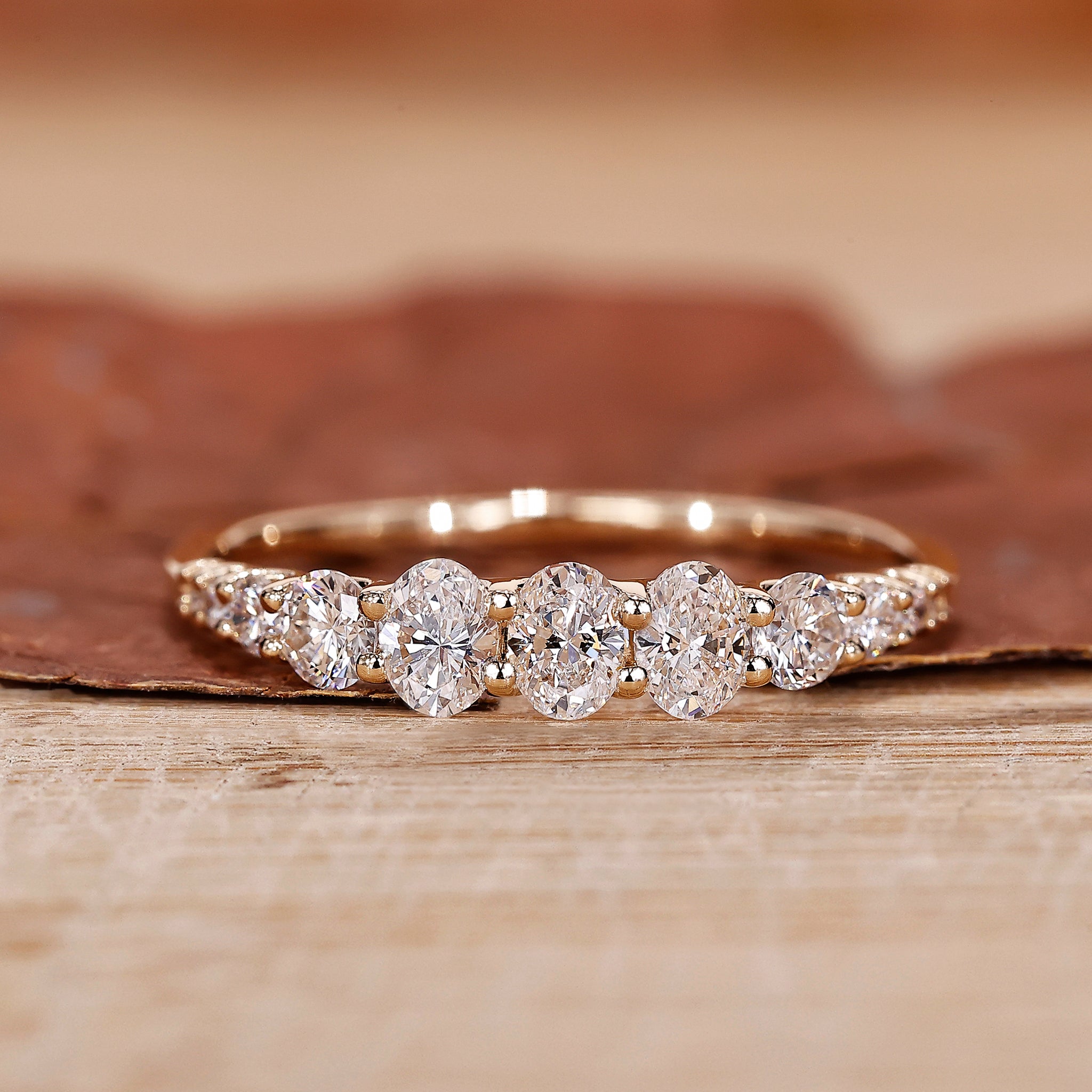 Oval Diamond Wedding Band featuring a sleek and elegant design.