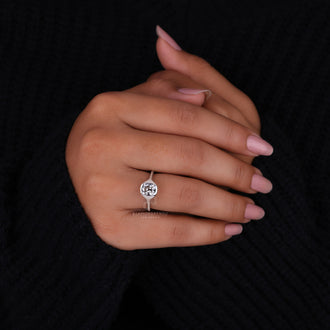 White Gold Bezel Set Cushion Cut Engagement Ring