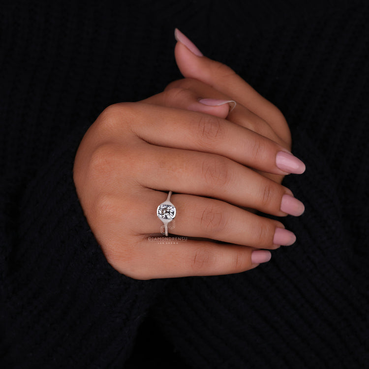 White Gold Bezel Set Cushion Cut Engagement Ring