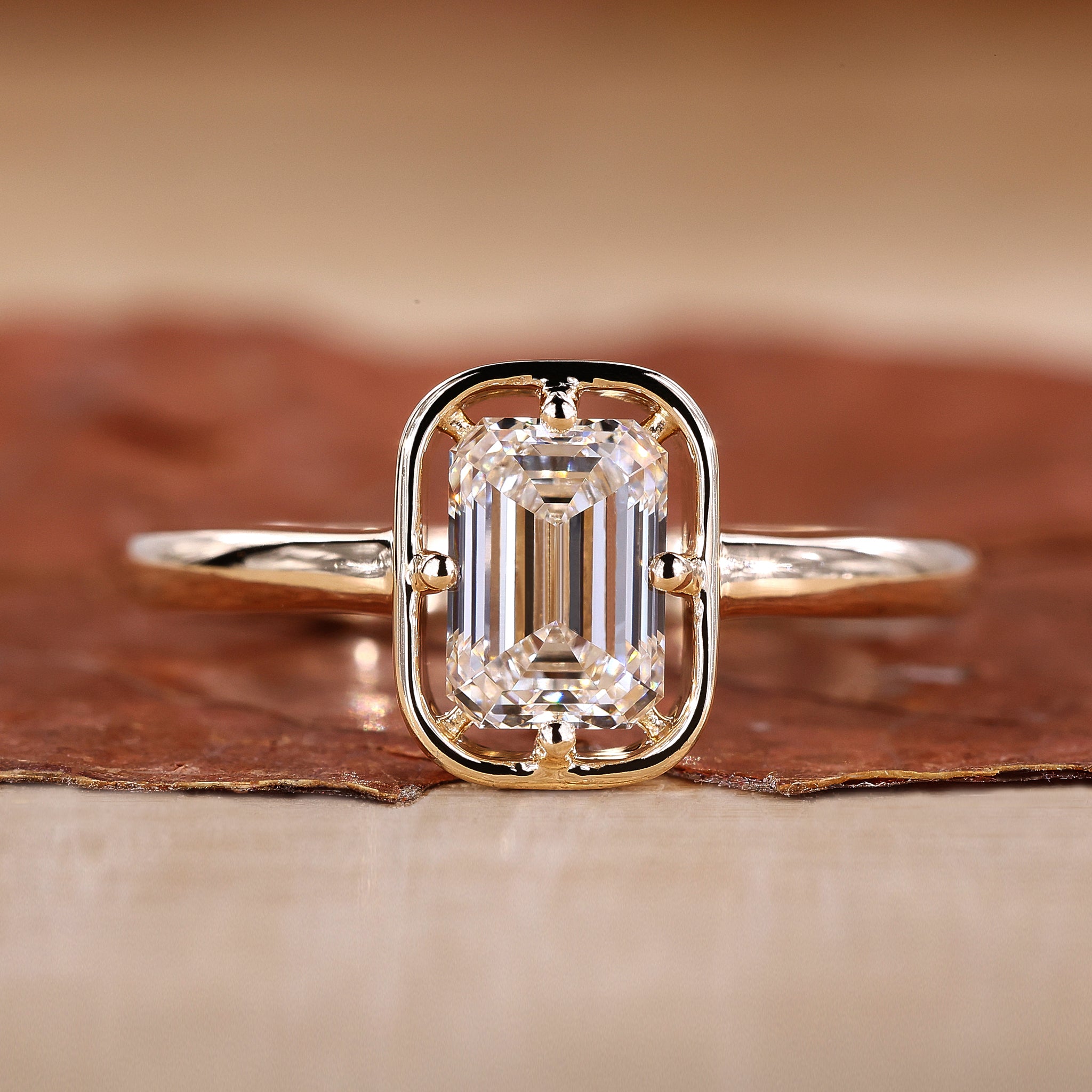 Emerald Cut Solitaire Ring with Brilliant Clarity