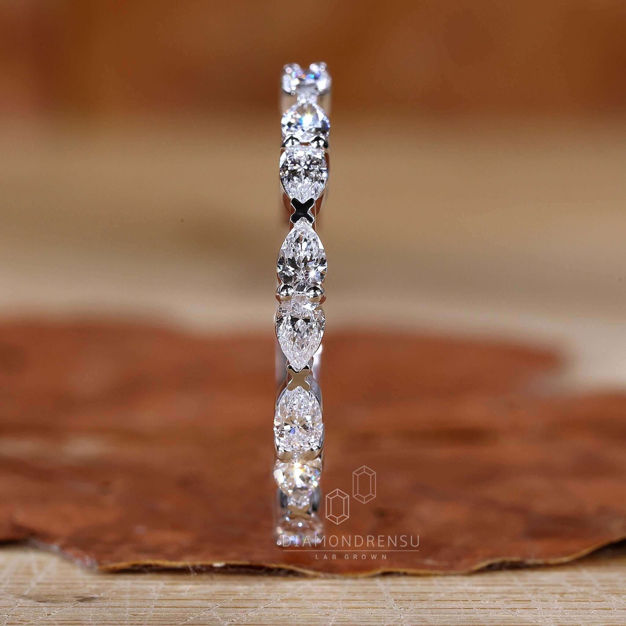 Pear Cut Lab Grown Diamond Half Eternity Matching Wedding Band Pear Cut Lab Grown Diamond Half Eternity Matching Wedding Band