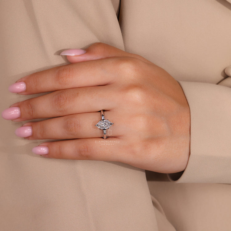 Tapered baguette ring designed for modern elegance.
