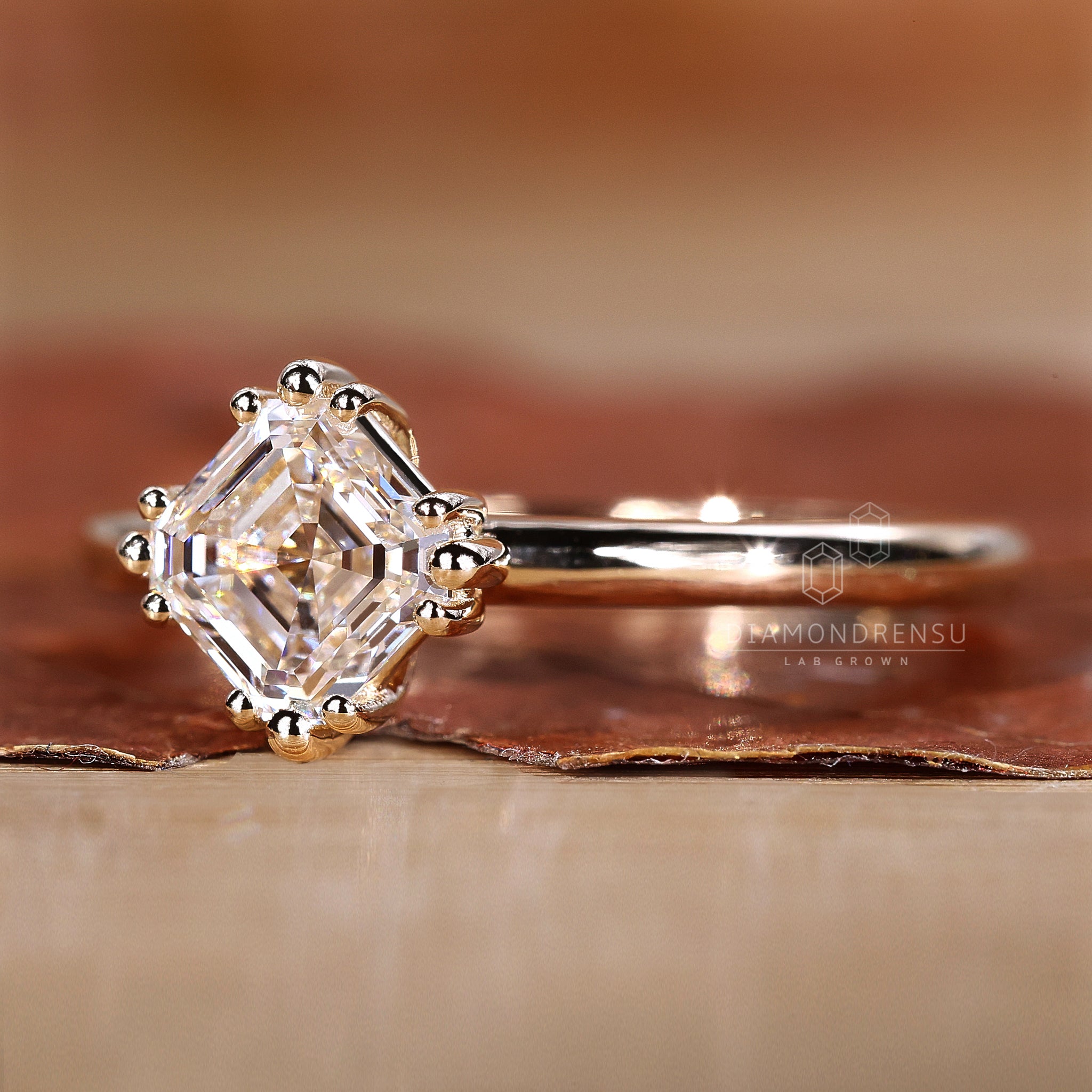 Simple engagement ring crafted with minimalistic charm.
