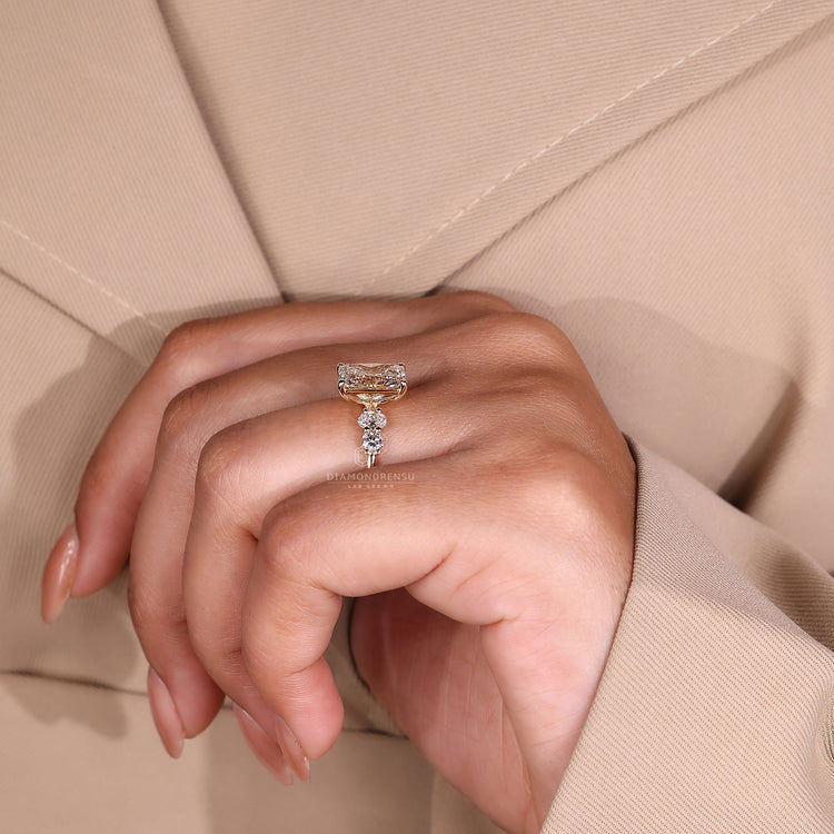 5 stone engagement ring featuring radiant cut diamonds for a sparkling touch.
