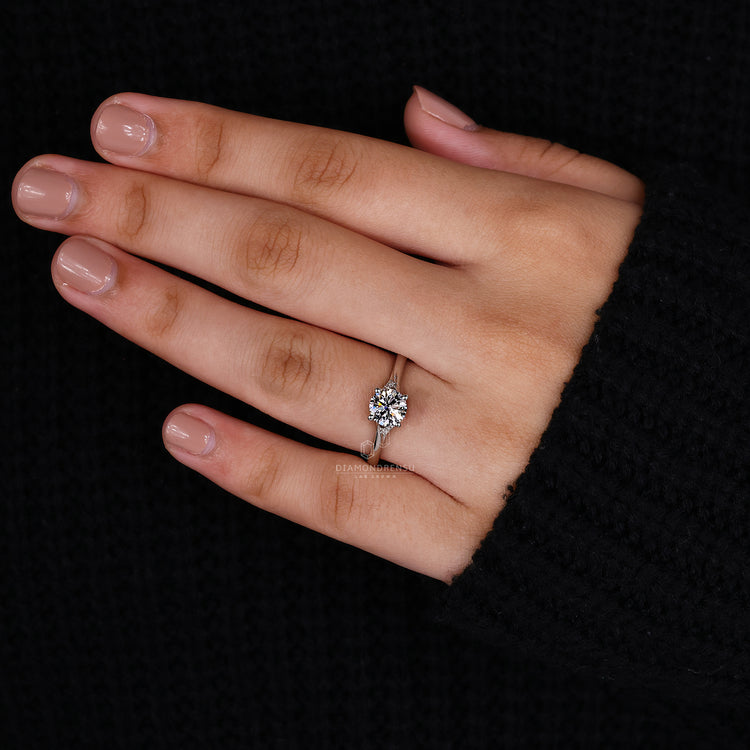 Trellis Engagement Ring, White Gold Engagement Ring, Simple Engagement Ring
