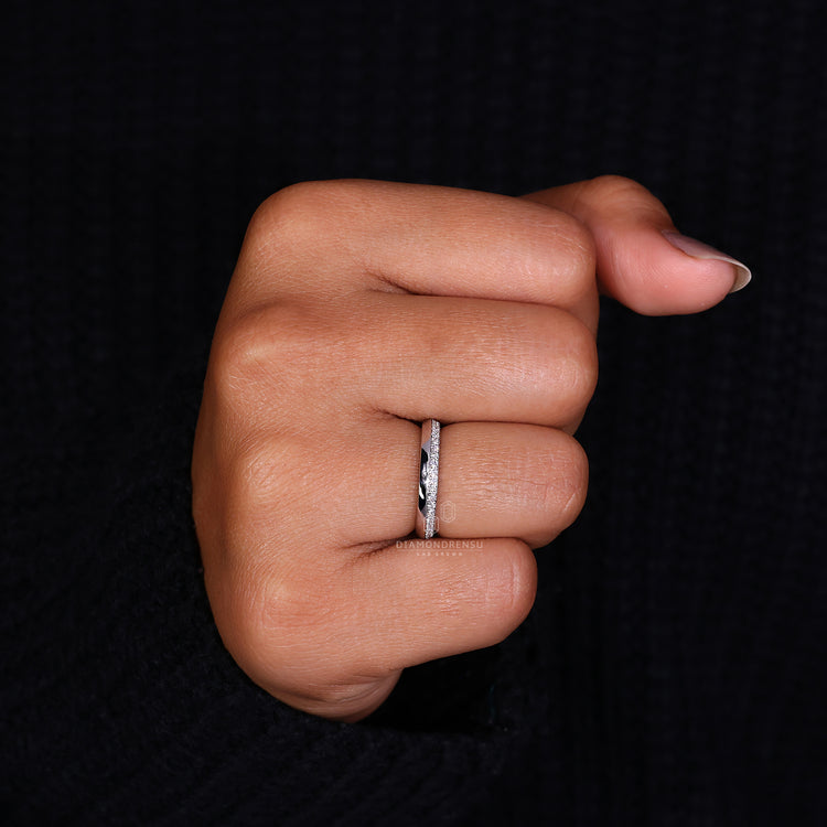 Lab grown diamond with handmade band.
