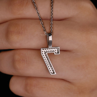 Best gifts for men – custom numeric number pendant with round diamonds.
