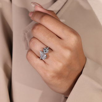 Pave ring with IGI certified round diamond pave in white gold ring.