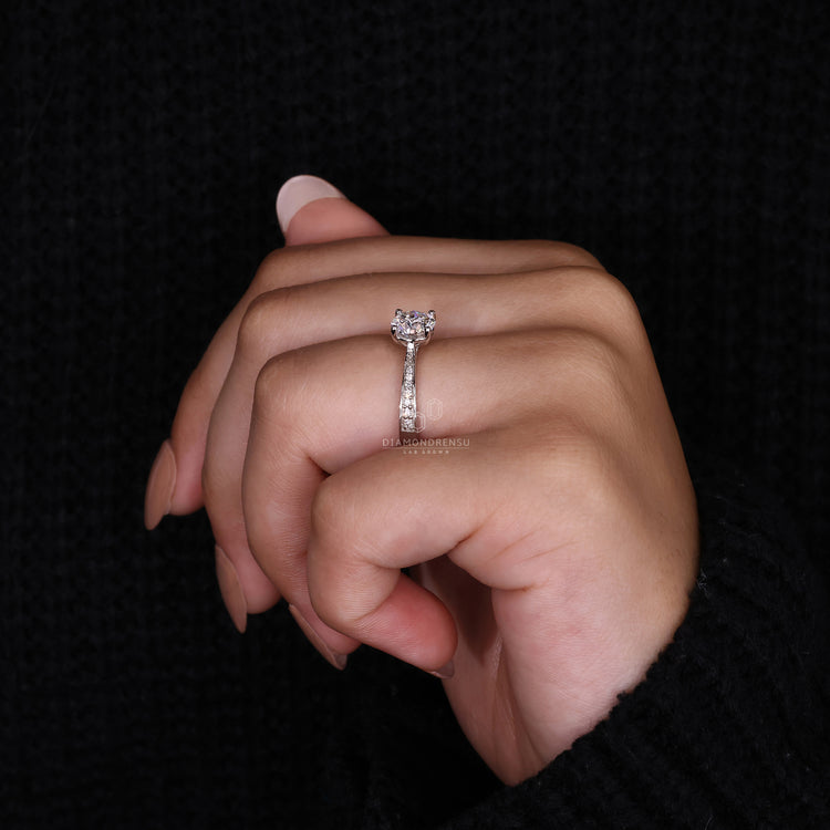 Tapered Pave Ring in white gold with exquisite diamond details.
