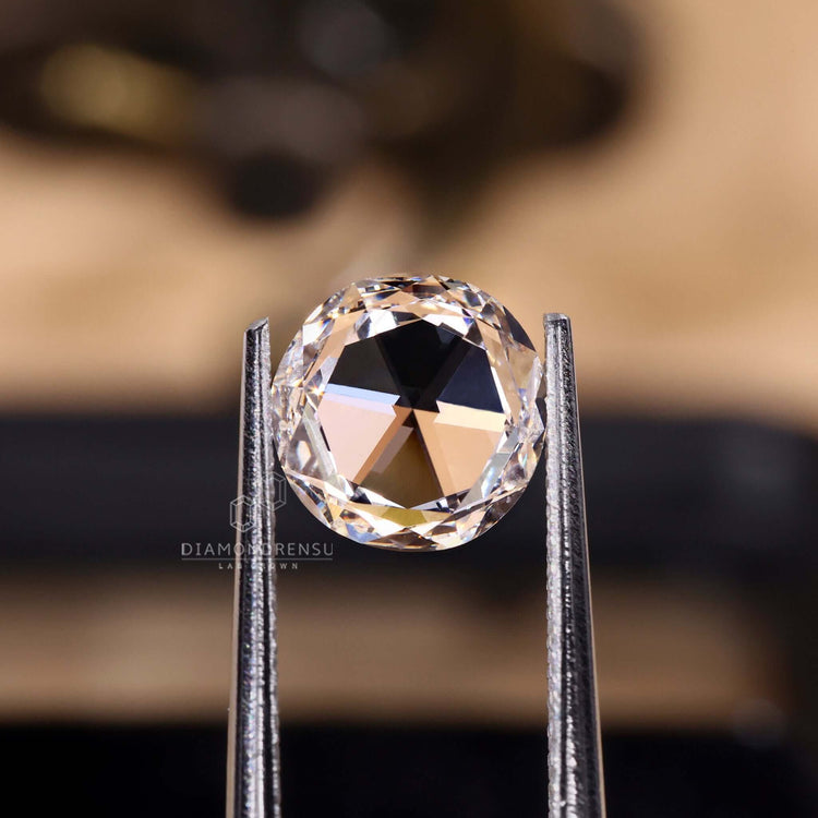 Loose diamond has a round rose cut shape.