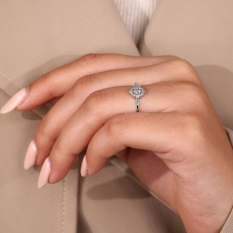 White gold engagement ring made for a round cut diamond.
