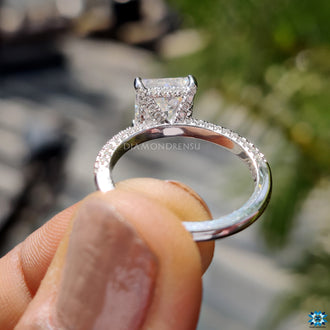 Glamorous Three Side Pave ring with intricate details.